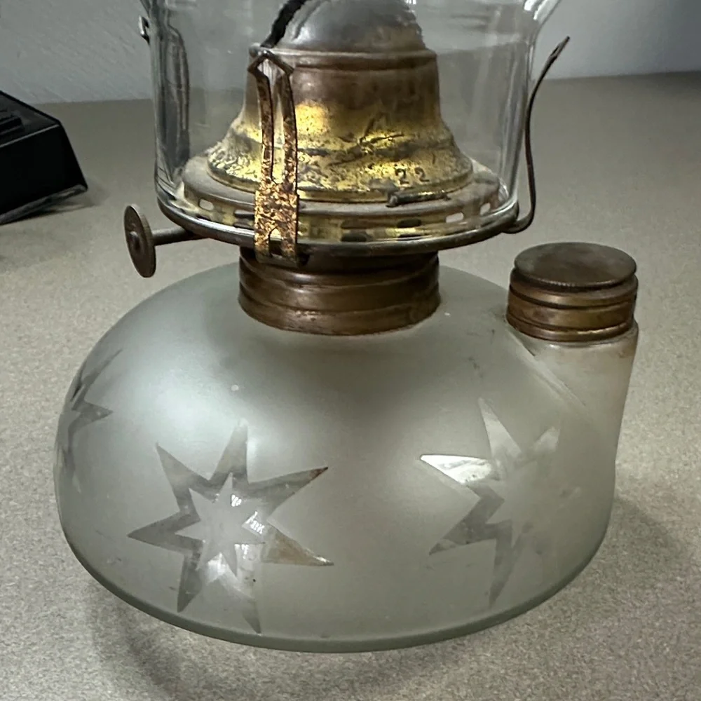 Vintage Glass Lantern with Gold Accents